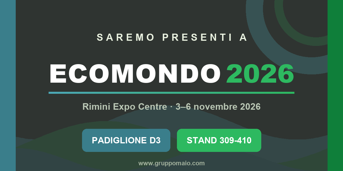 Banner Ecomondo 2026 - Gruppo Maio, Padiglione D3 Stand 309-410